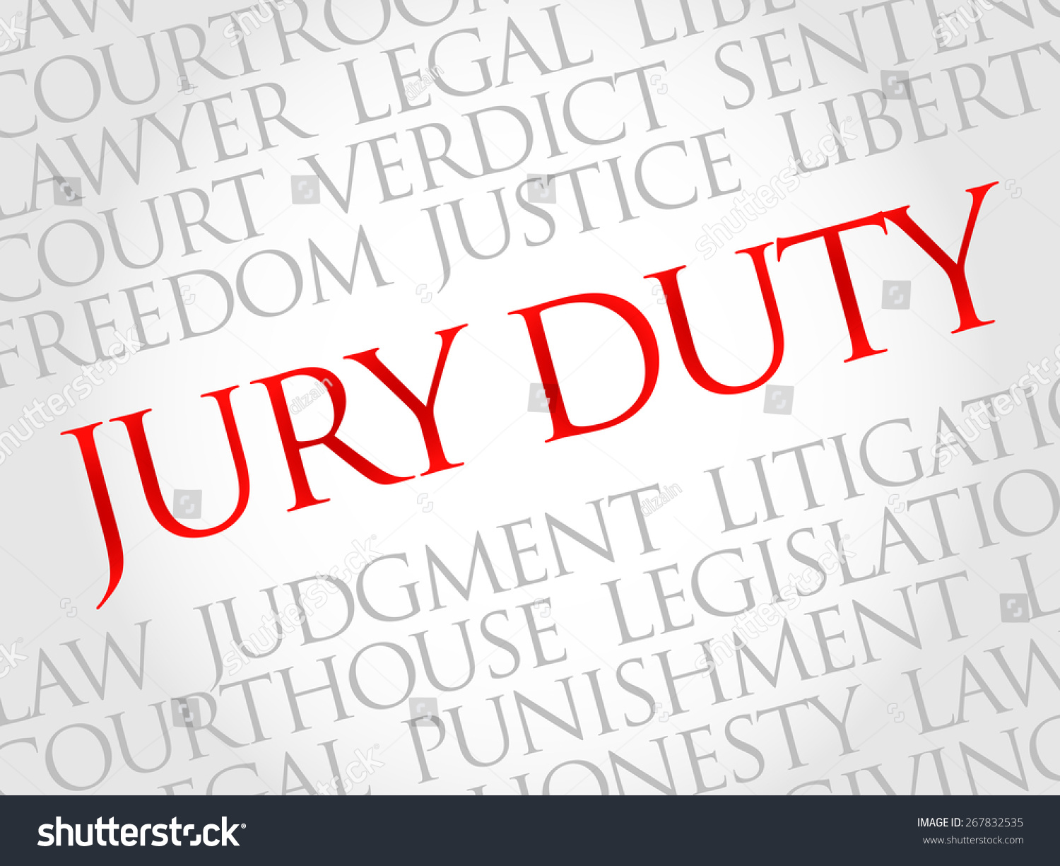 Jury Duty word cloud concept - Royalty Free Stock Vector 267832535 ...