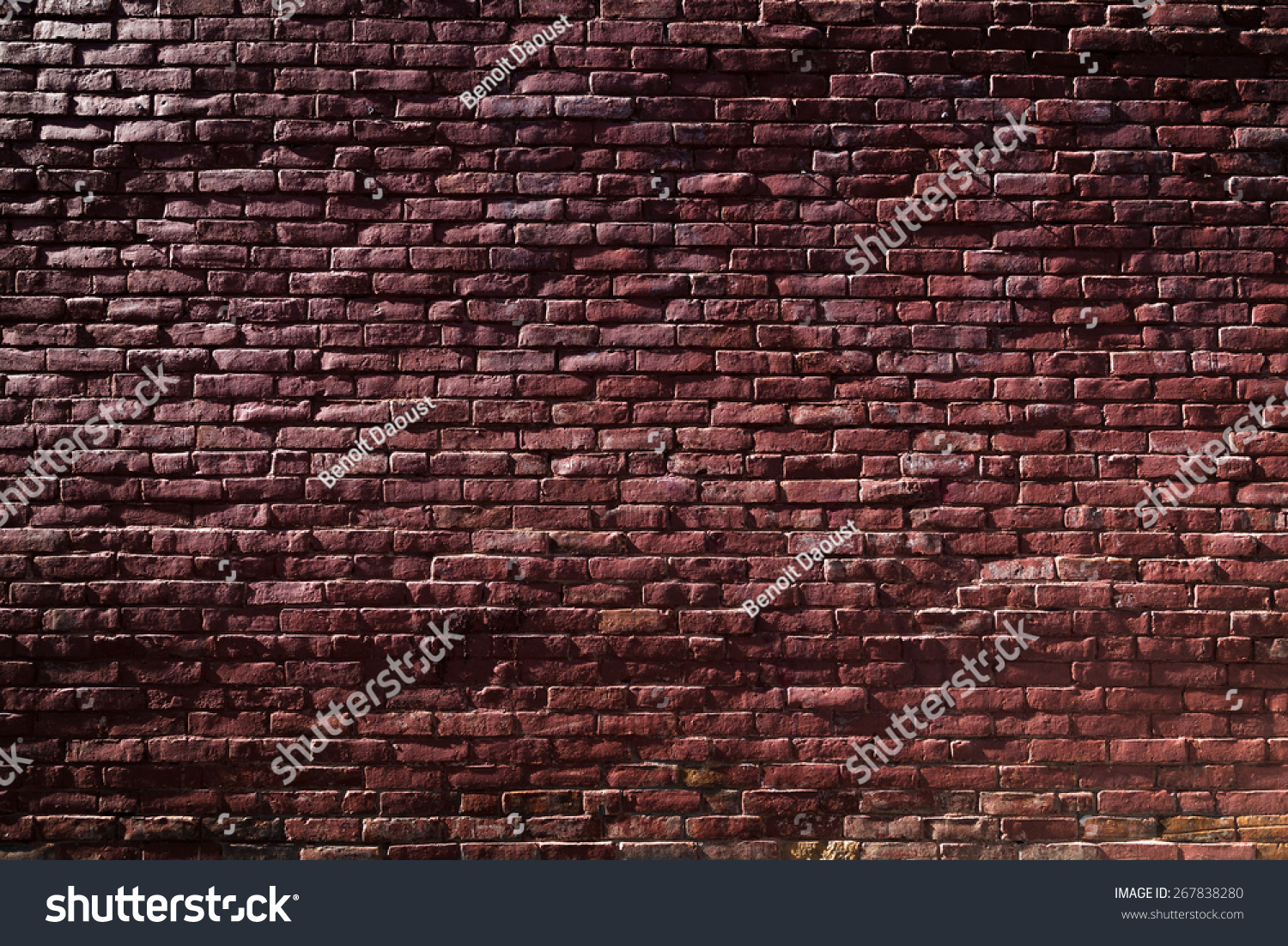 Old Red Brick Wall with Sunlight and Shadows #267838280