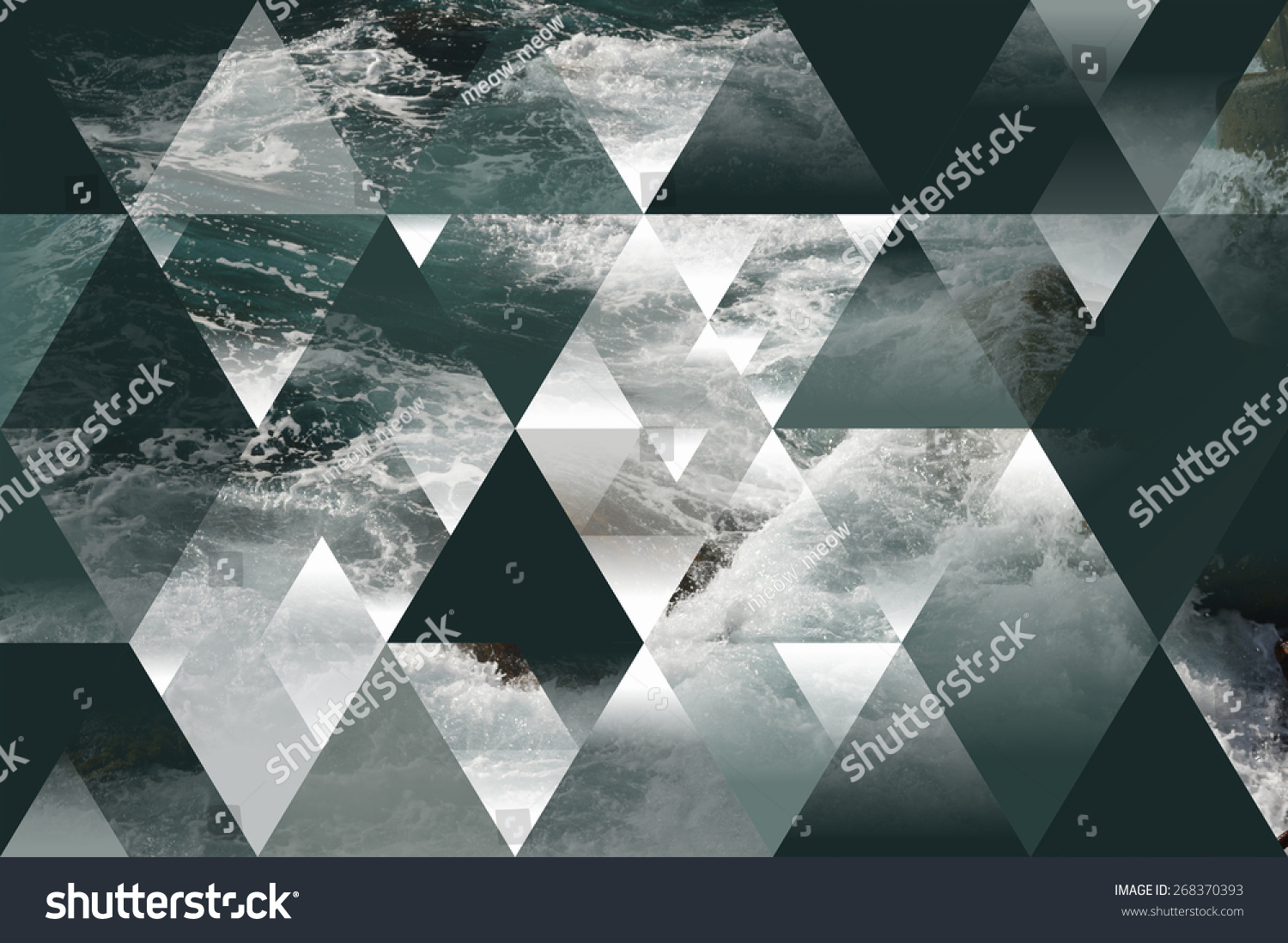 abstract sea geometric background with triangles, water waves #268370393