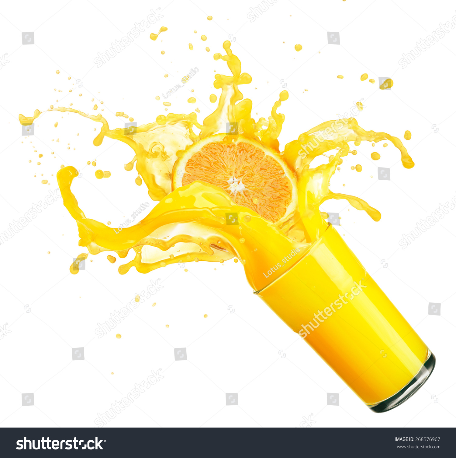 orange juice splash isolated on white #268576967