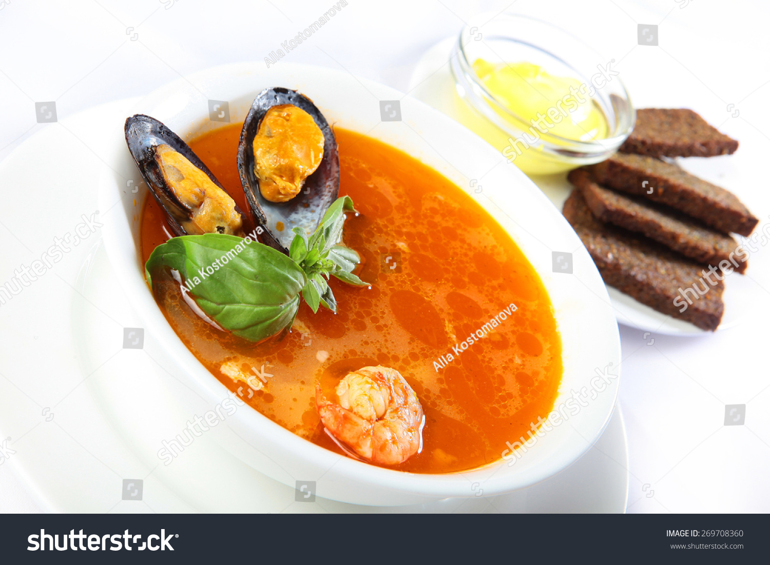 Tomato soup with seafood #269708360