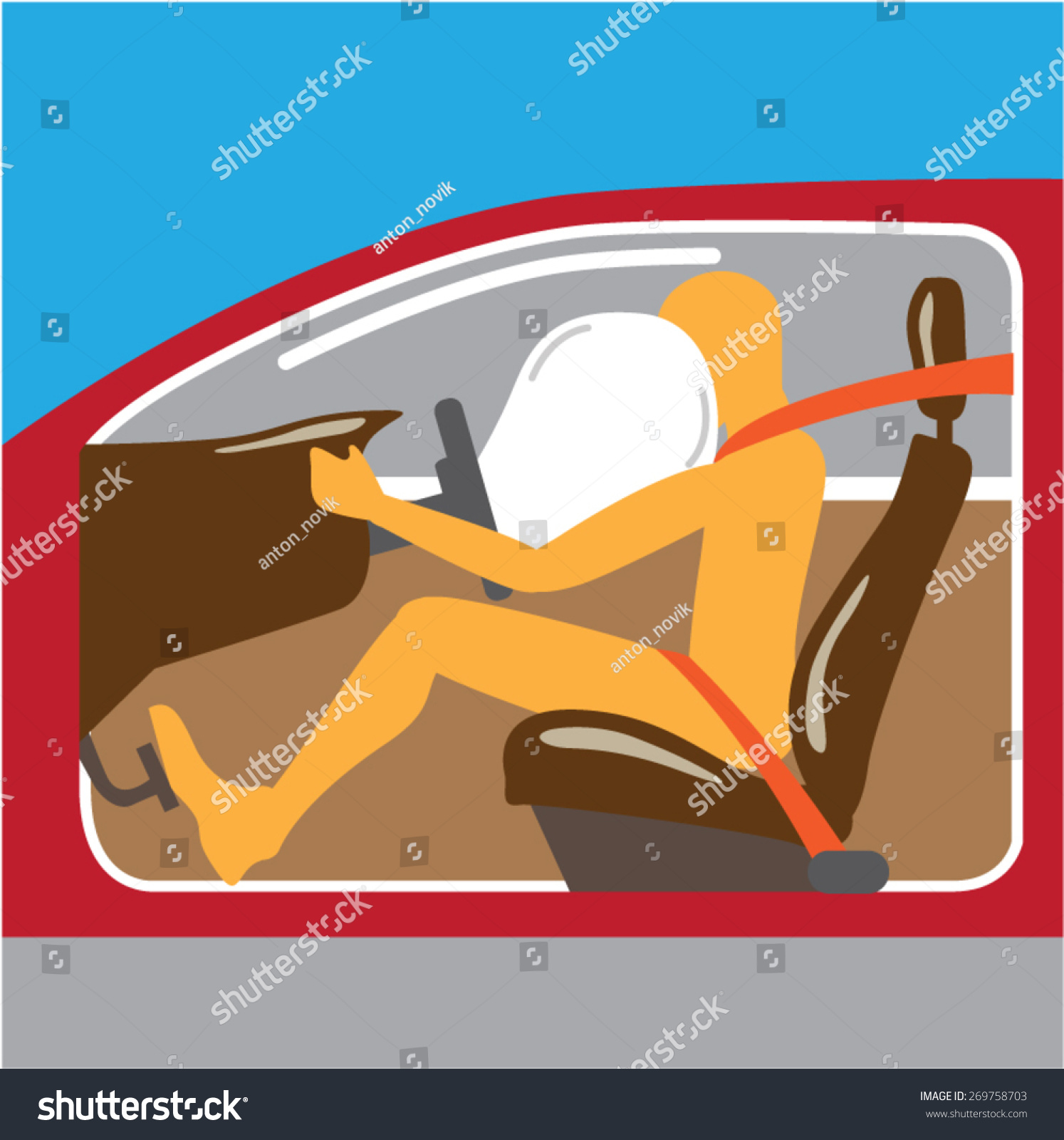 Airbag Seat belt works Royalty Free Stock Vector 269758703