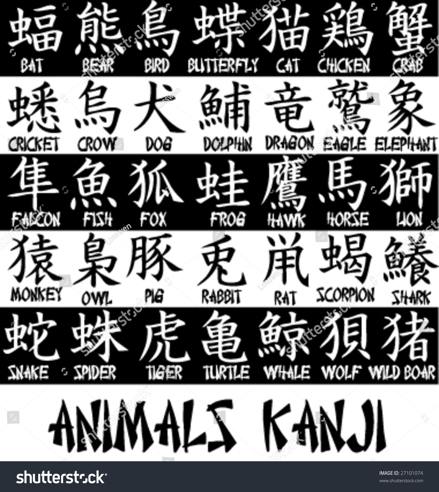 Animals Kanji Royalty Free Stock Vector Avopix Com