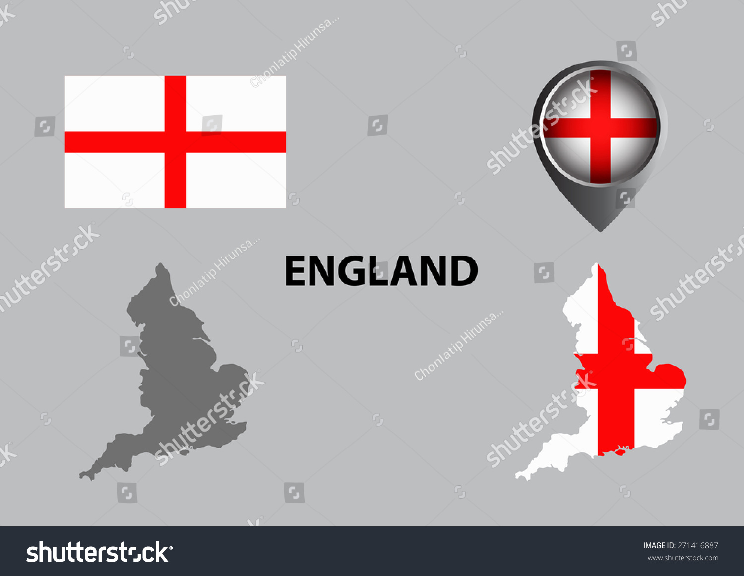 Map of England and symbol - Royalty Free Stock Vector 271416887 ...