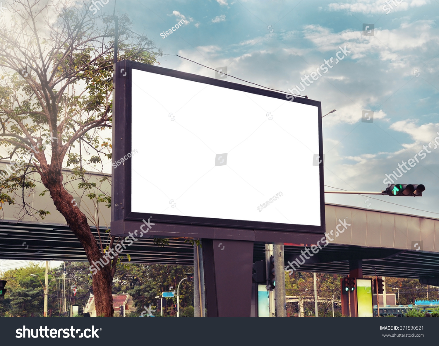 blank advertising billboard at road , vintage color #271530521
