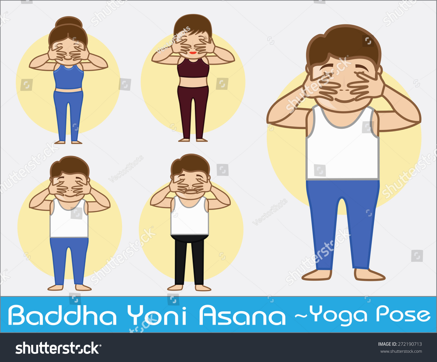 Yoga Cartoon Vector Poses Baddha Yoni Asana Royalty Free Stock Vector 272190713 