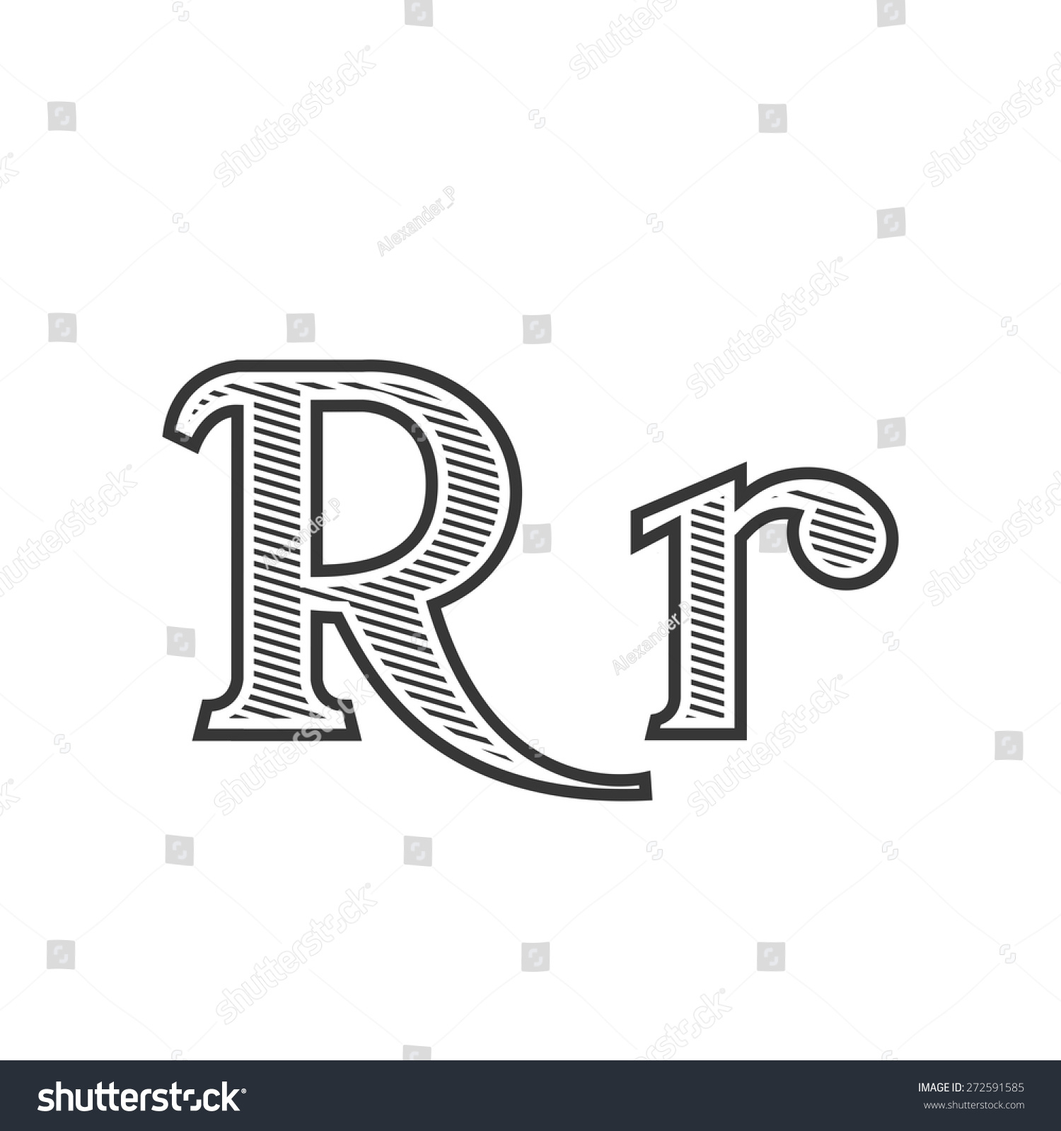 Font Tattoo Engraving Letter R With Shading Royalty Free Stock Vector Avopix Com