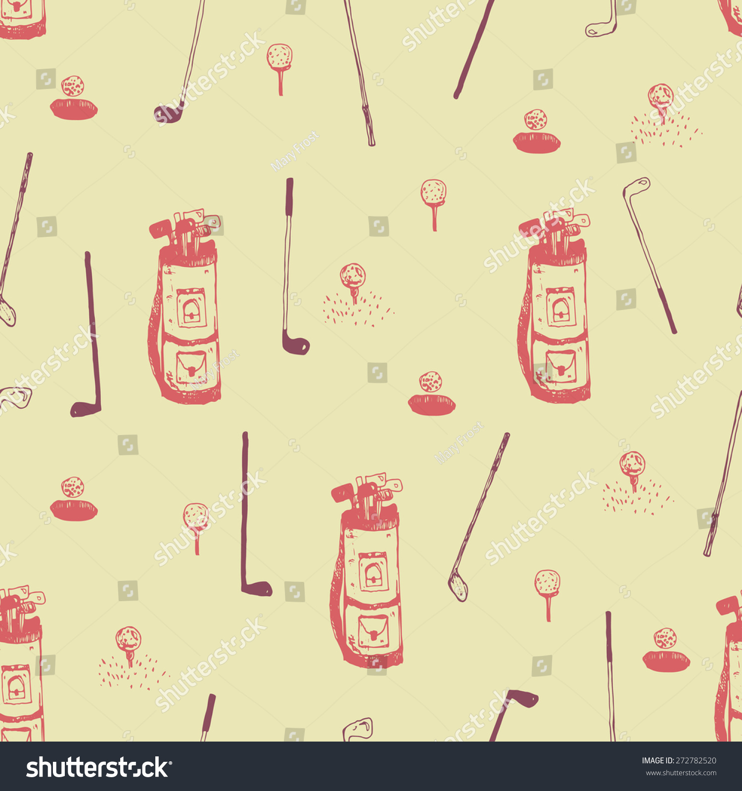 hand drawn golf seamless pattern - Royalty Free Stock Vector 272782520 ...