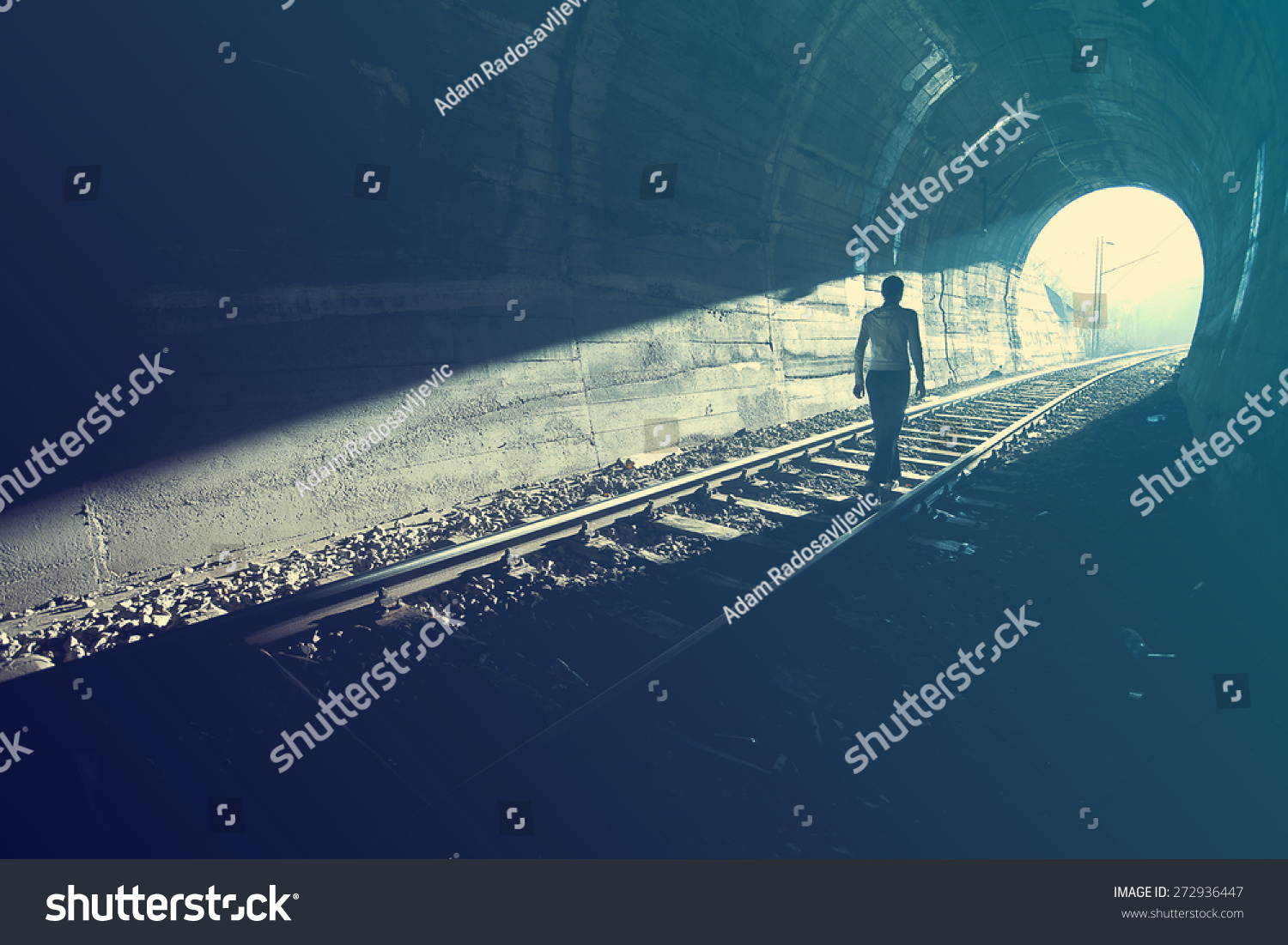 Exit from darkness - Light at end of tunnel #272936447