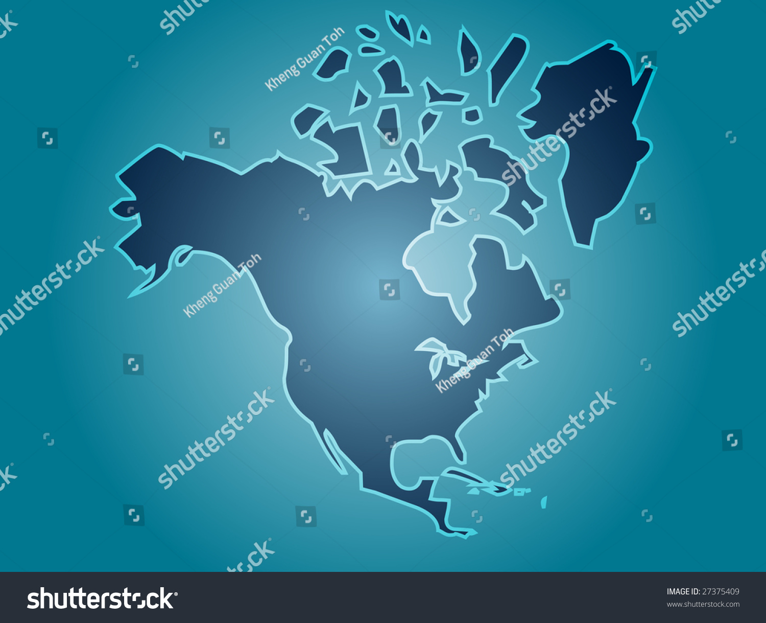 Map of the North American continent, USA Canada - Royalty Free Stock Photo 27375409 - Avopix.com