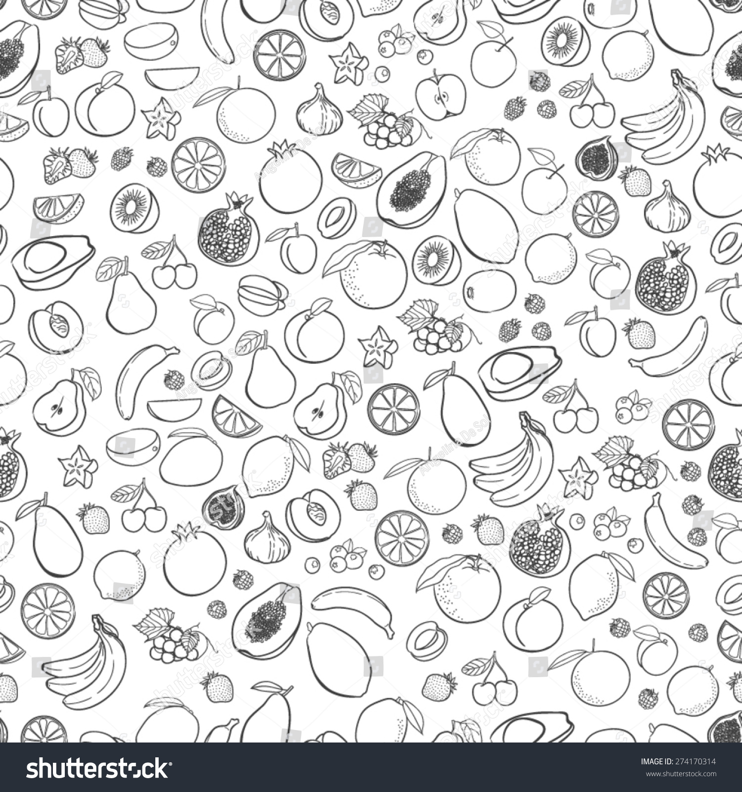 Vector fruits pattern. Fruits seamless background #274170314