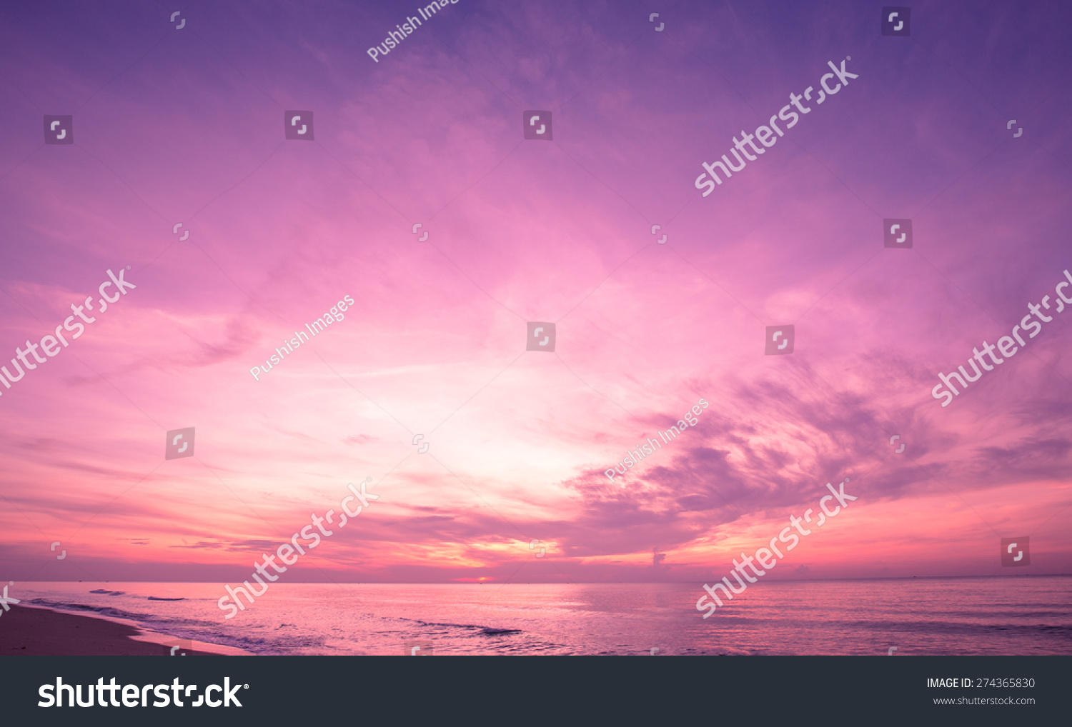 Beautiful sunrise sky in purple filter. #274365830