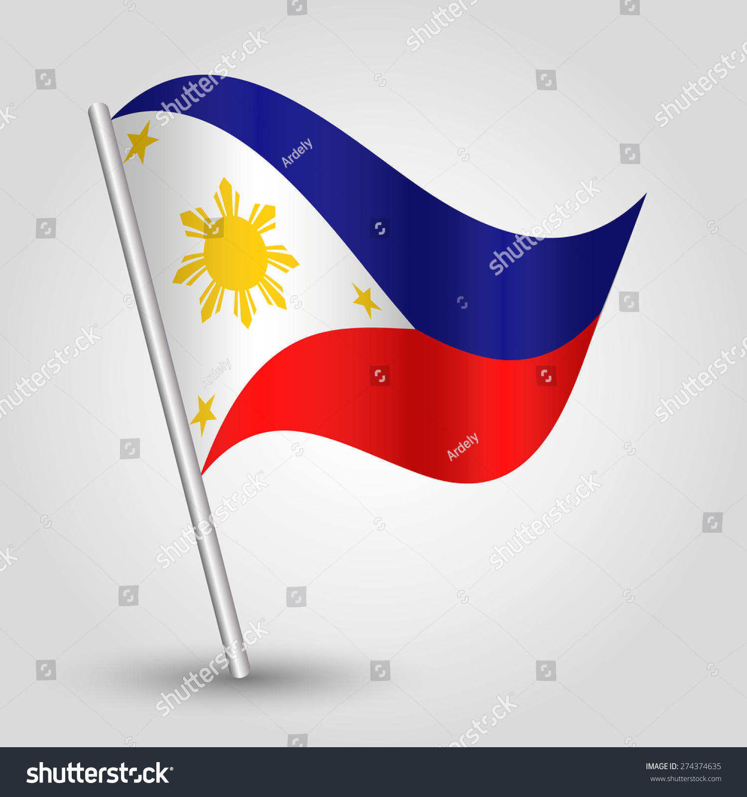 vector waving simple triangle Filipino flag on - Royalty Free Stock ...