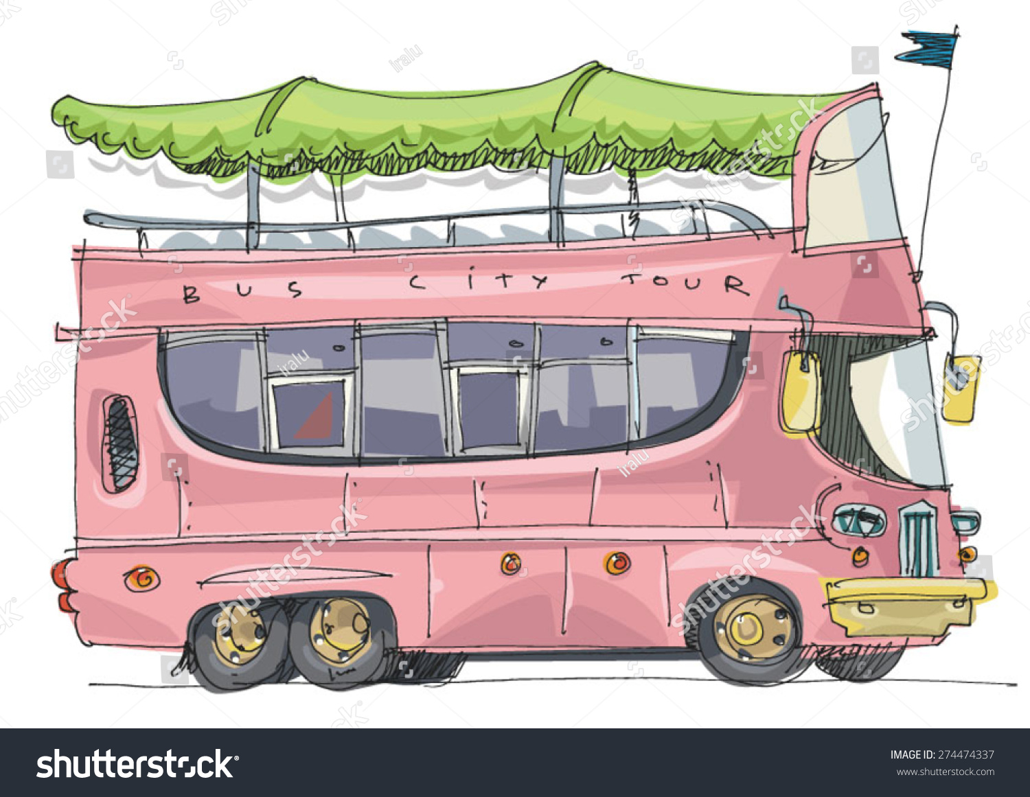 double decker tourist bus - cartoon - Royalty Free Stock Vector ...