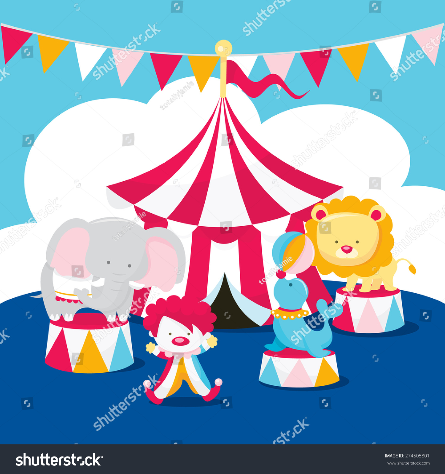 A cartoon vector illustration of a cute circus - Royalty Free Stock ...