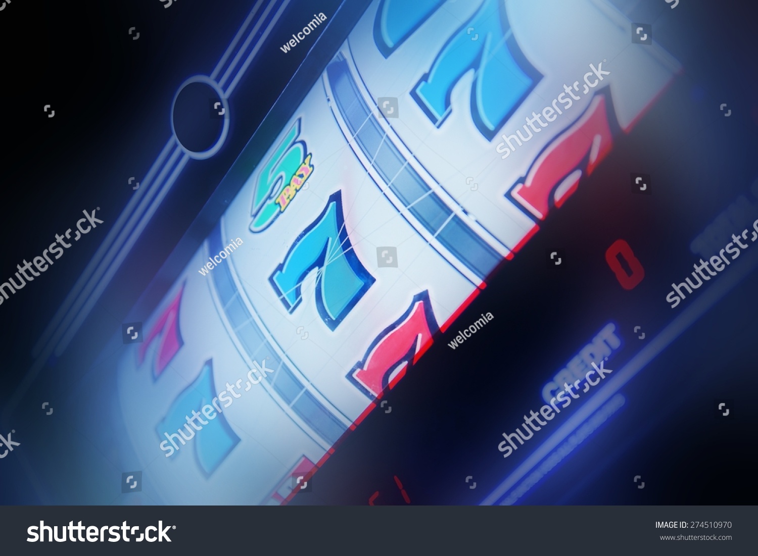 Slot Machine Spin Concept Photo. Slot Machine Closeup. Casino Theme. #274510970