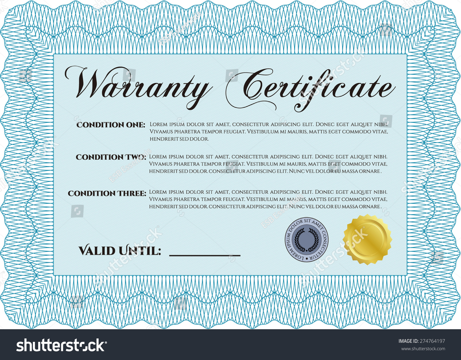 Sample Warranty certificate. Easy to print. - Royalty Free Stock Vector ...