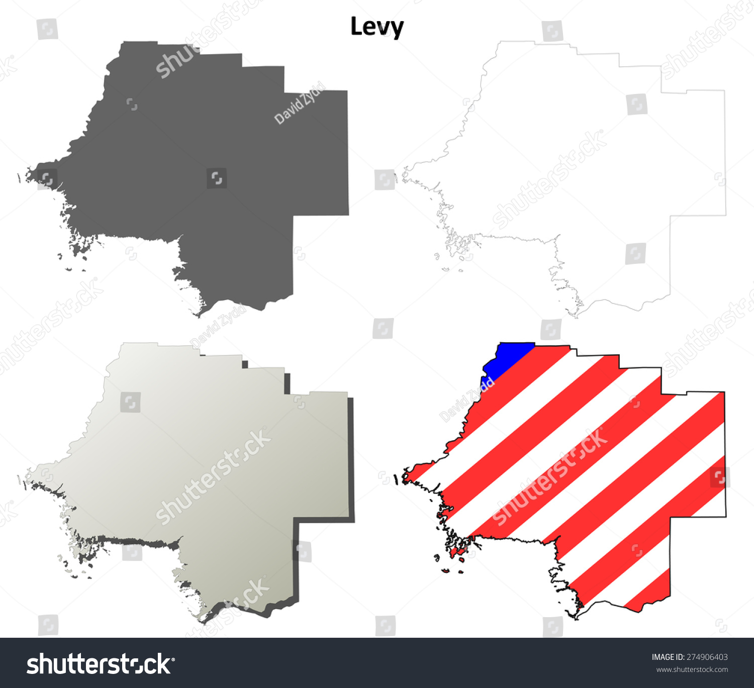 Levy County Florida Outline Map Set Royalty Free Stock Vector 274906403