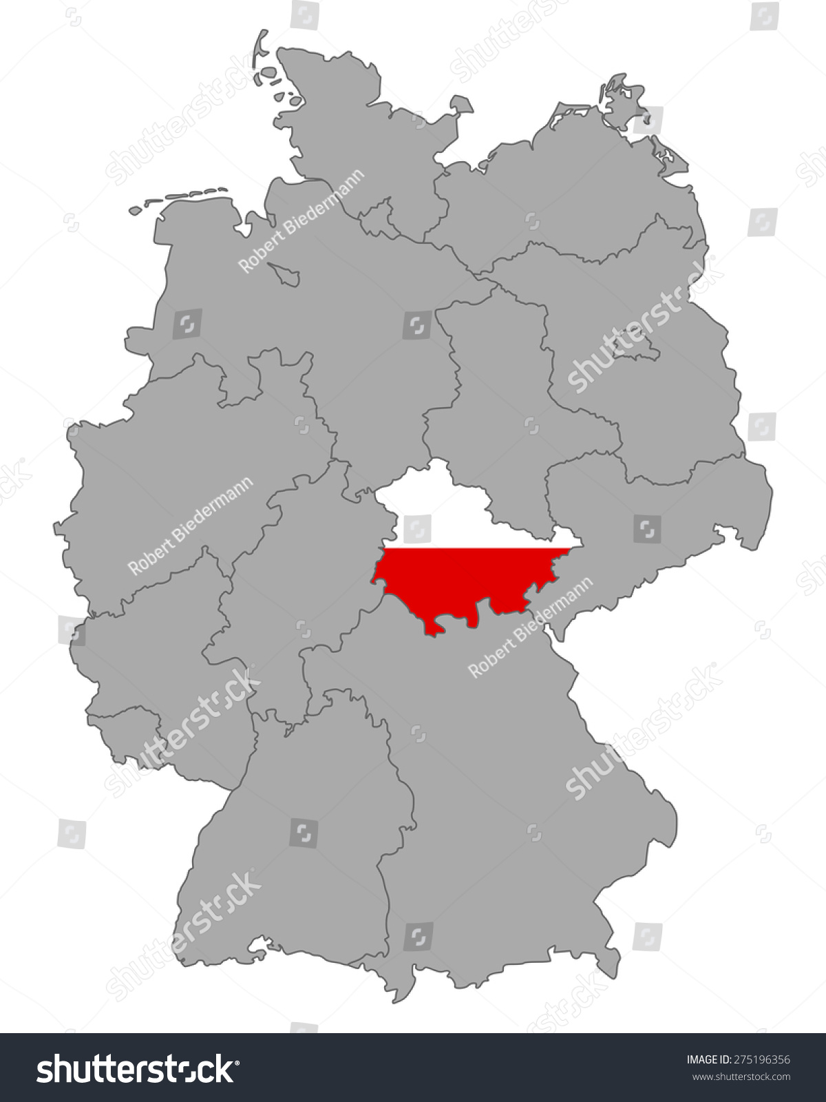 Map Of Germany With Flag Of Thuringia - Royalty Free Stock Vector ...