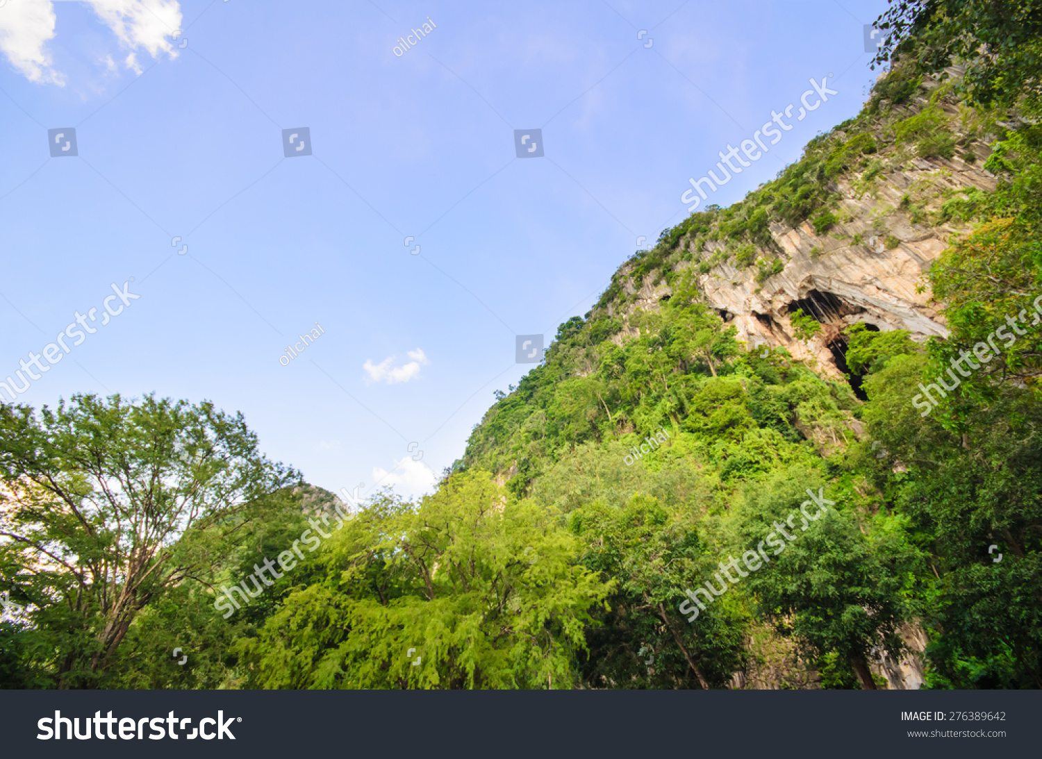 Ant eye view of Khao Chakan is a limestone mountain with sky and cloud in Thailand. #276389642