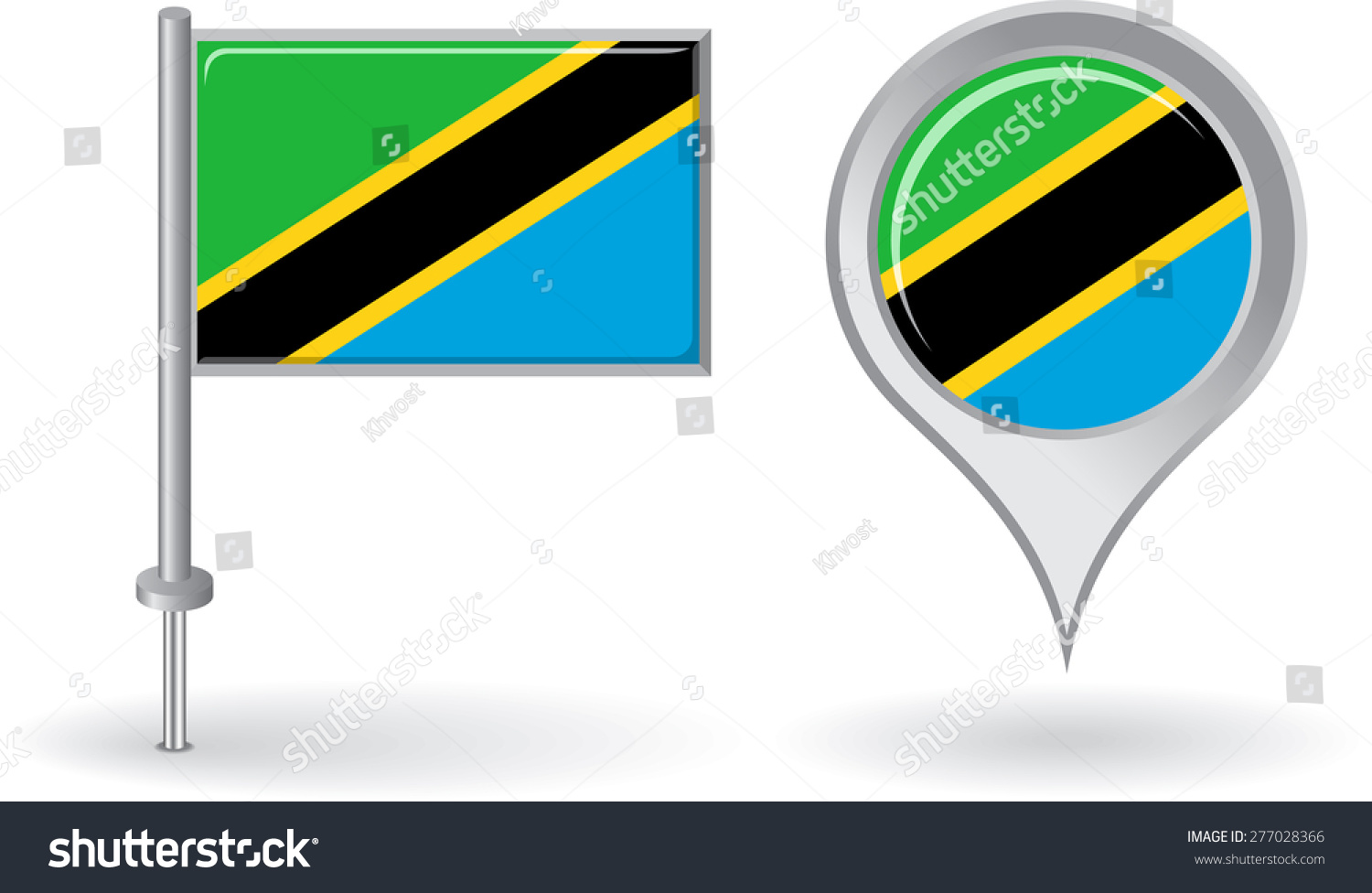 Tanzanian Pin Icon And Map Pointer Flag Vector Royalty Free Stock Vector 277028366 