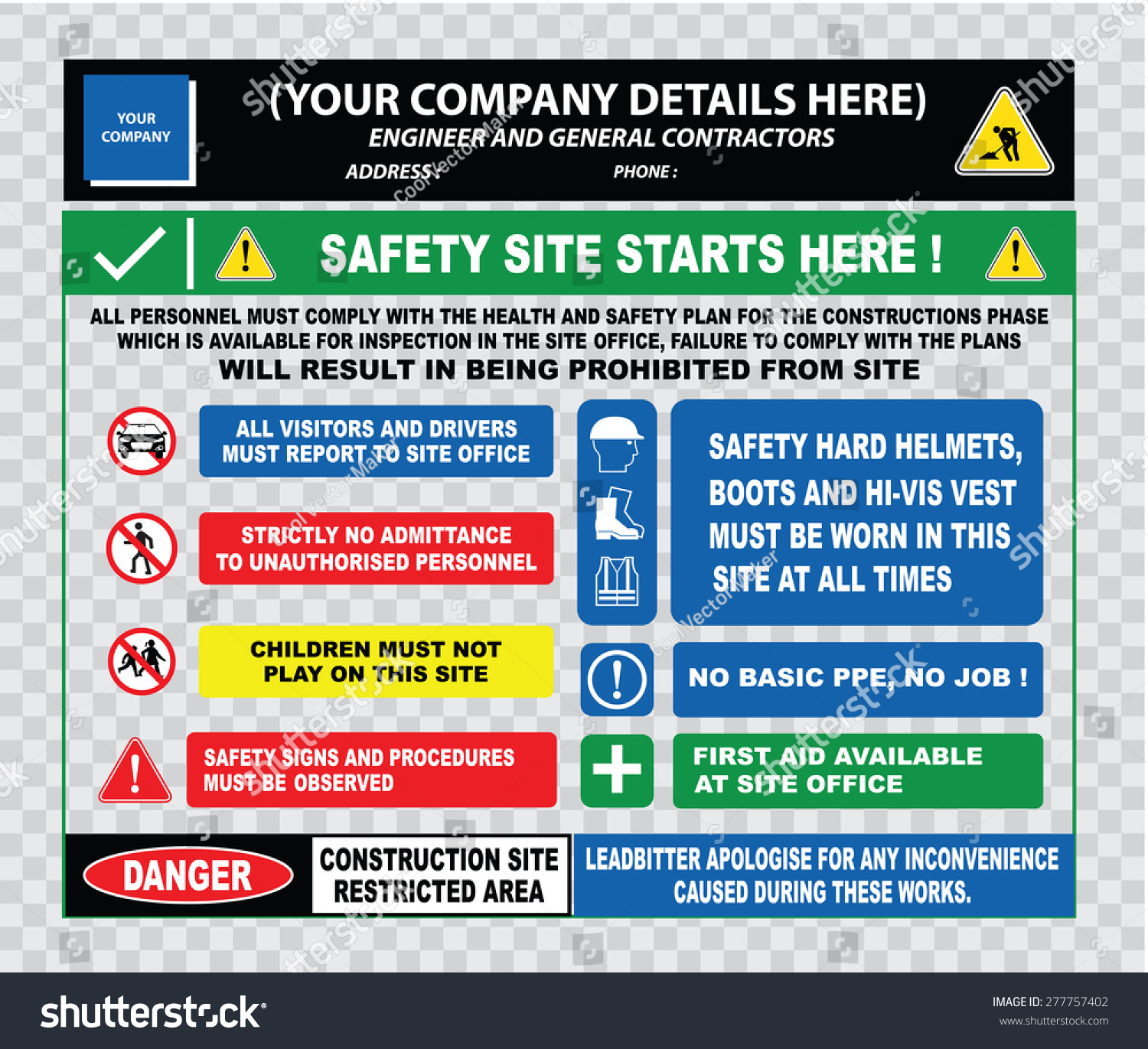 site safety starts here or site safety sign - Royalty Free Stock Vector ...