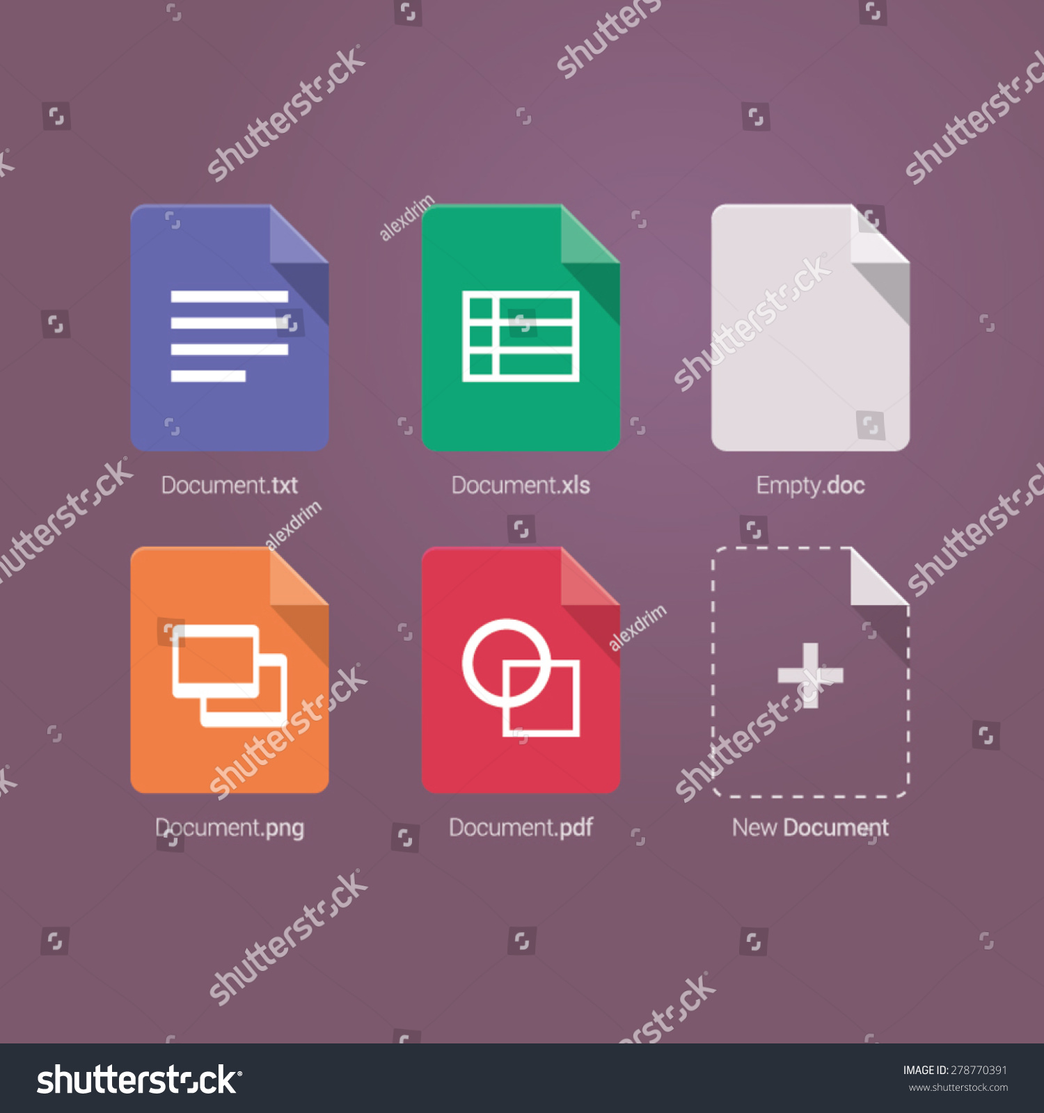 Set of Flat Document File Formats and Labels - Royalty Free Stock ...