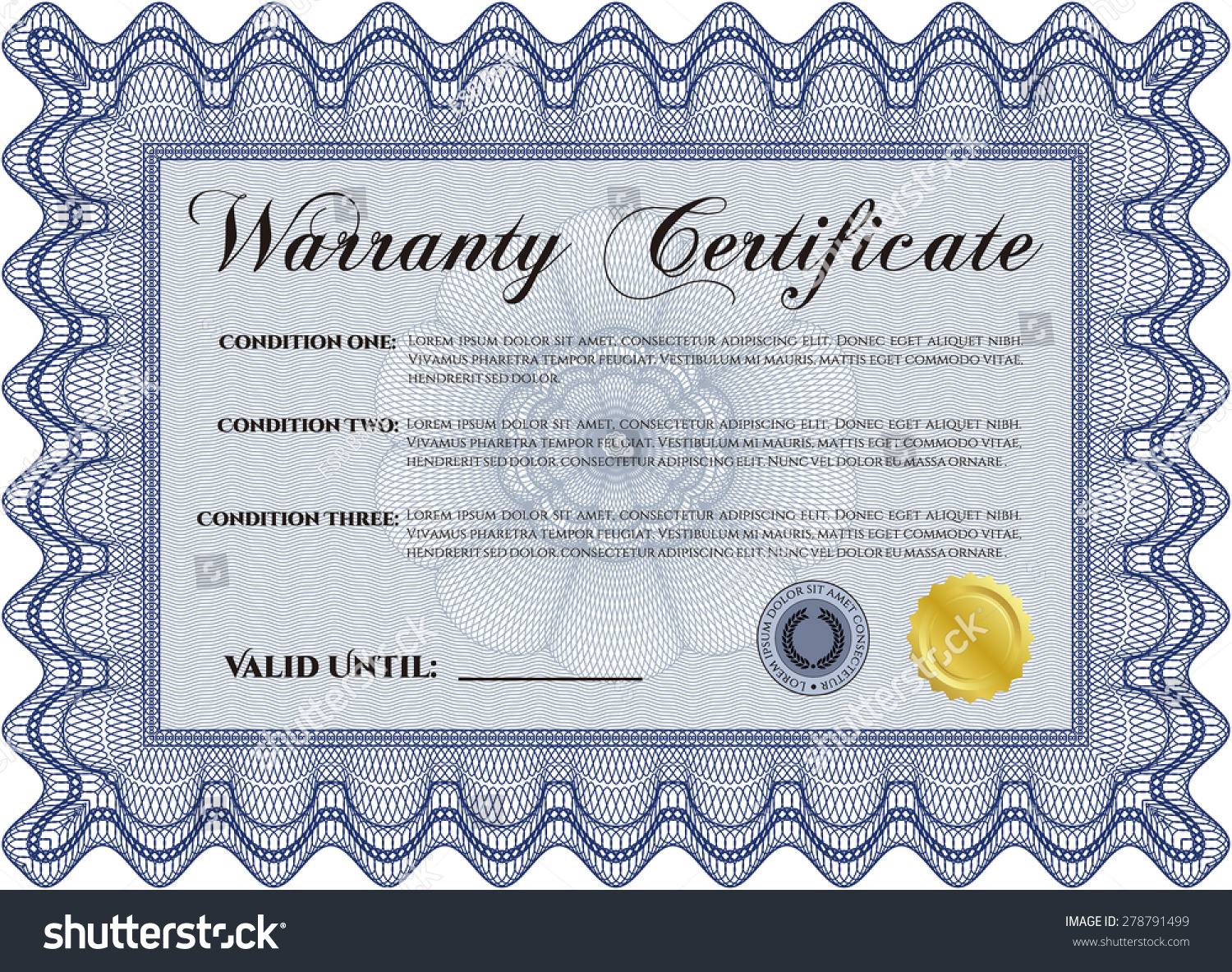 Warranty template. Complex border design. With - Royalty Free Stock ...