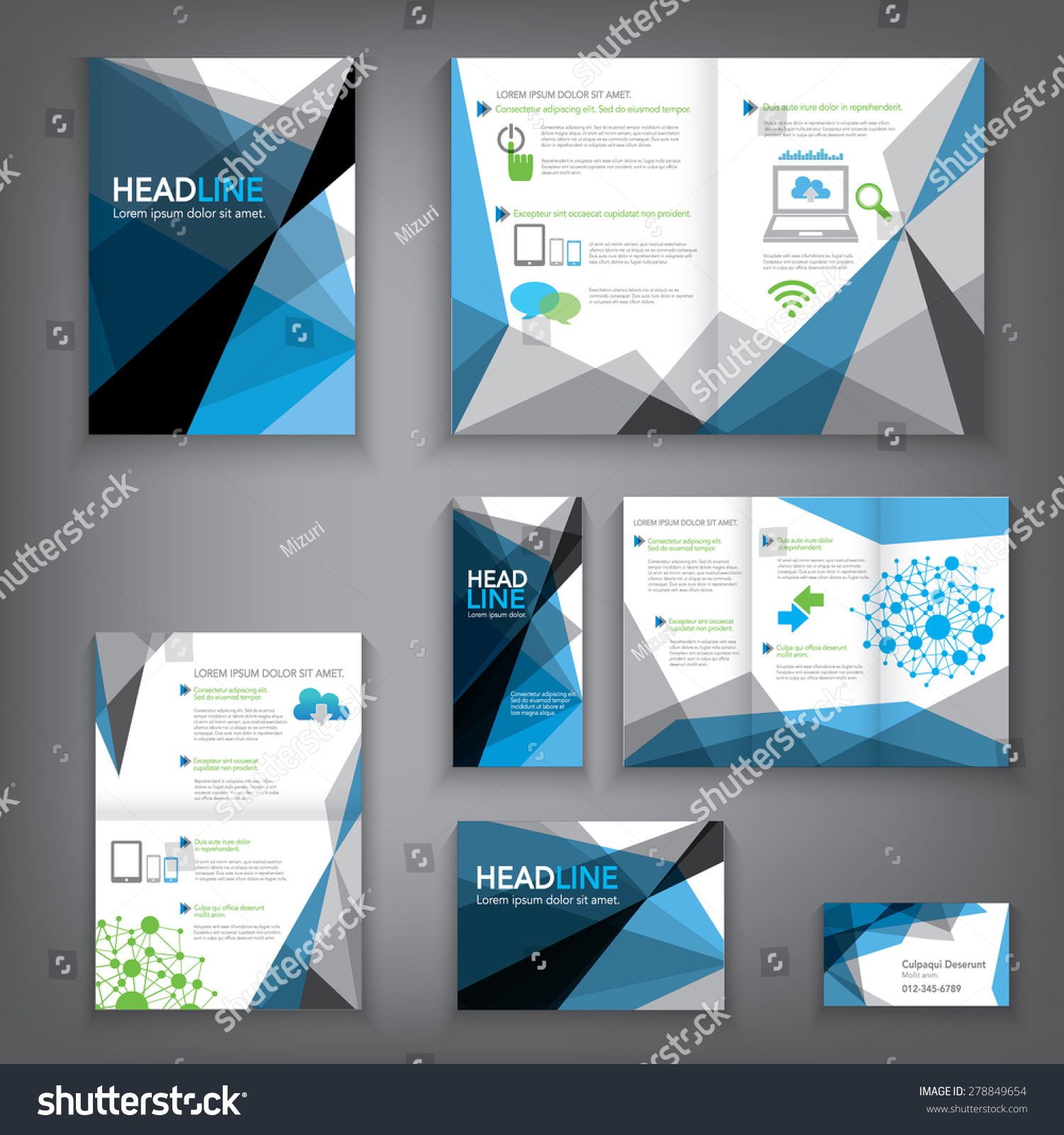 Design Abstract Vector Brochure Template. Flyer Layout, Flat Style, Infographic Elements in A3,A4,A5 size. #278849654