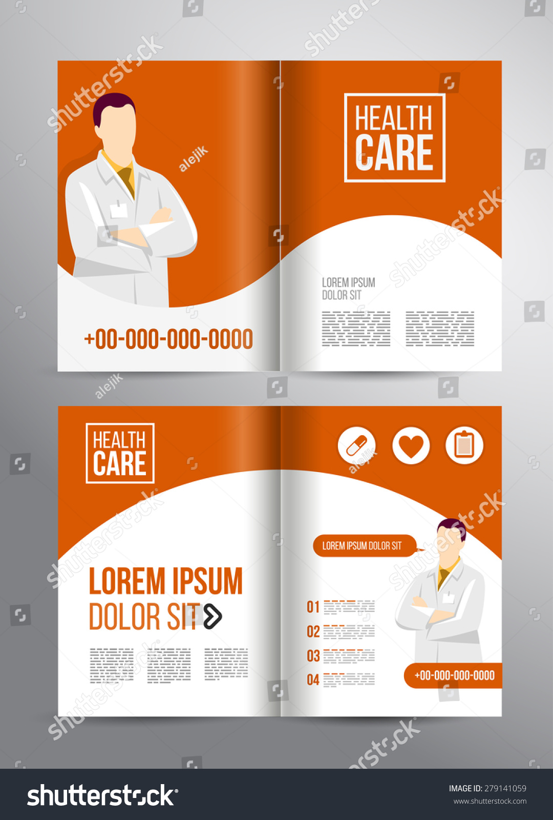 Vector health care brochure for clinic with doctors. Medical flyer design. #279141059