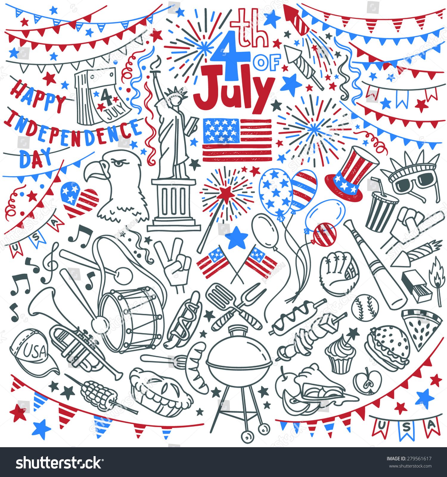 Royalty Free American Independence Day Themed Doodle 279561617