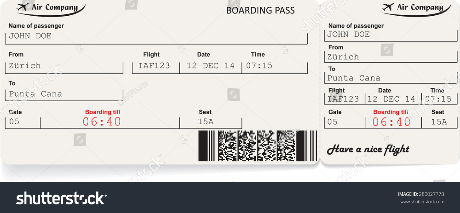 Vector Image Of Airline Boarding Pass Ticket Royalty Free Stock