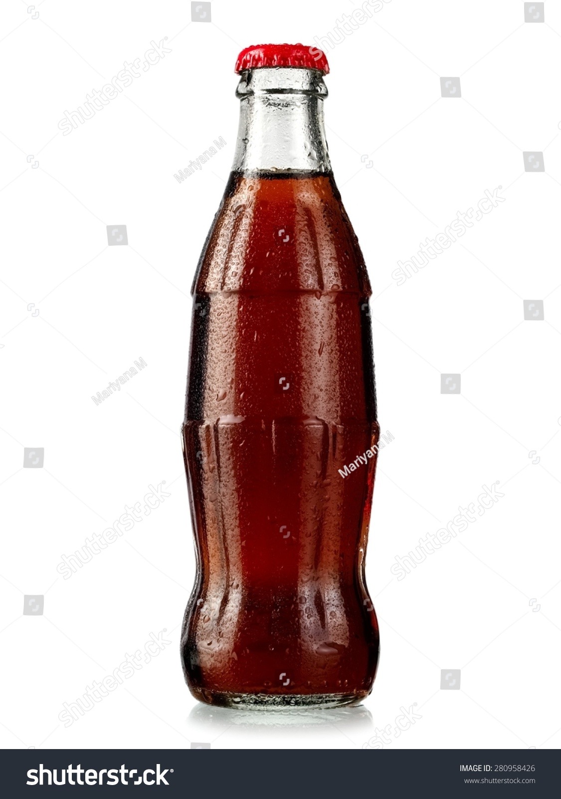 Brown soda water bottle with drops #280958426
