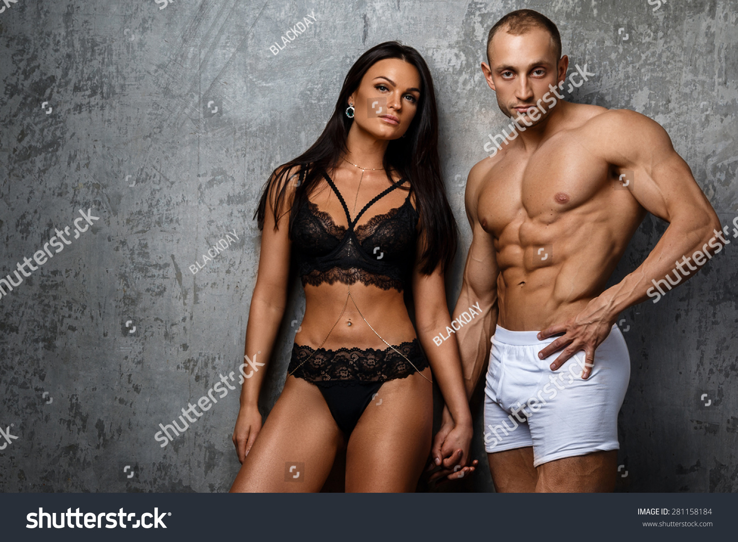 Sexy and fit couple in underwear  #281158184