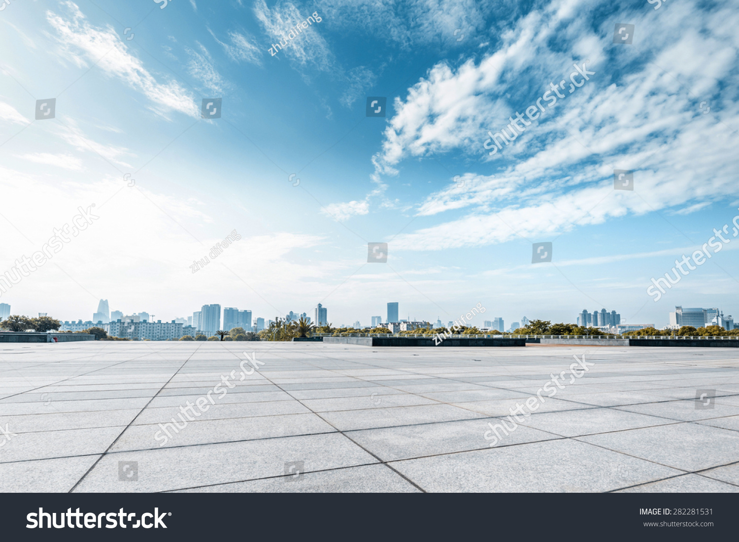 Empty square and floor with sky #282281531