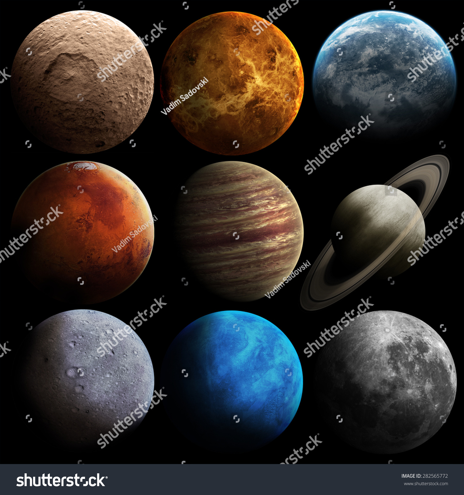 Hight quality solar system planets. Elements of this image furnished by NASA #282565772