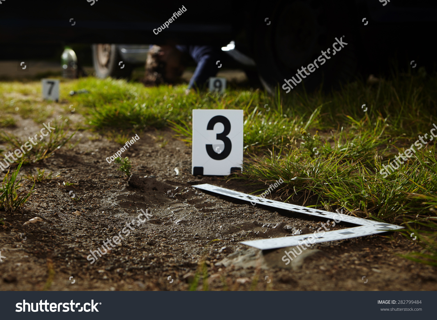 Crime scene investigation - footprint of murder on way #282799484