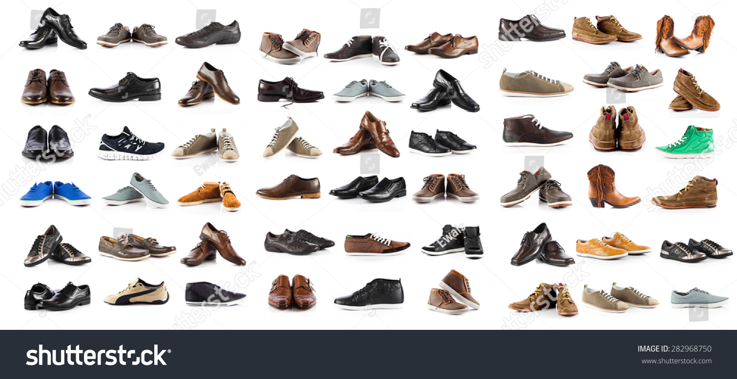 Collection of male shoes over white background #282968750