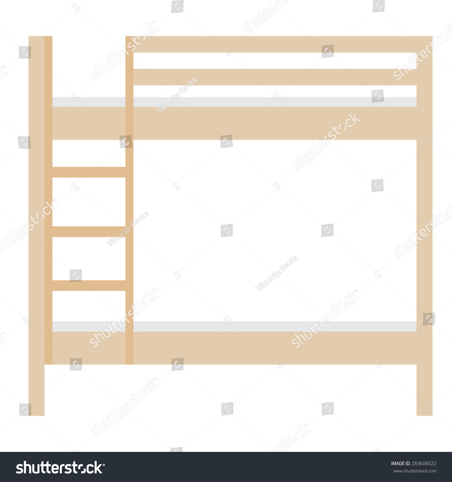 Wooden bunk bed vector illustration. Bedroom - Royalty Free Stock ...