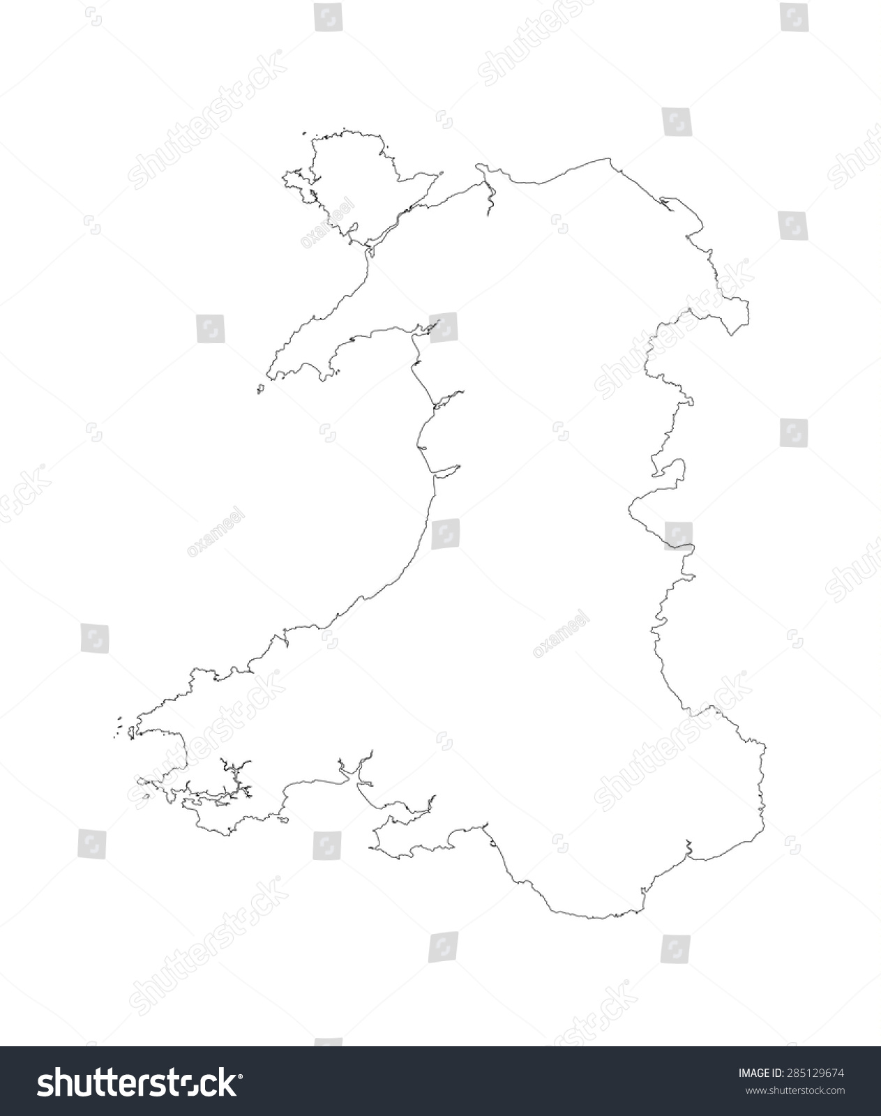 line map of Wales UK - Royalty Free Stock Vector 285129674 - Avopix.com