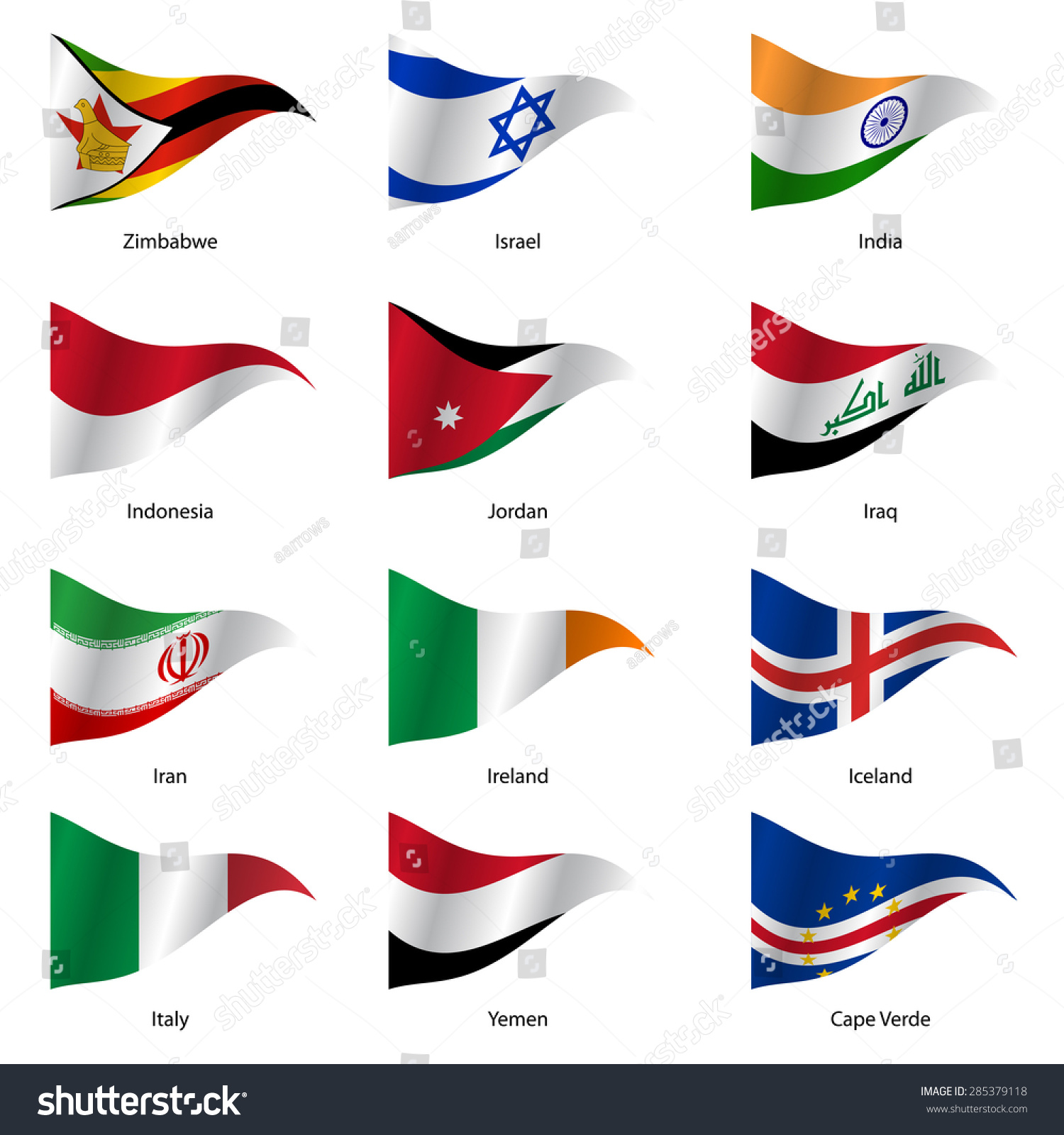 Set Flags of world sovereign states triangular - Royalty Free Stock ...