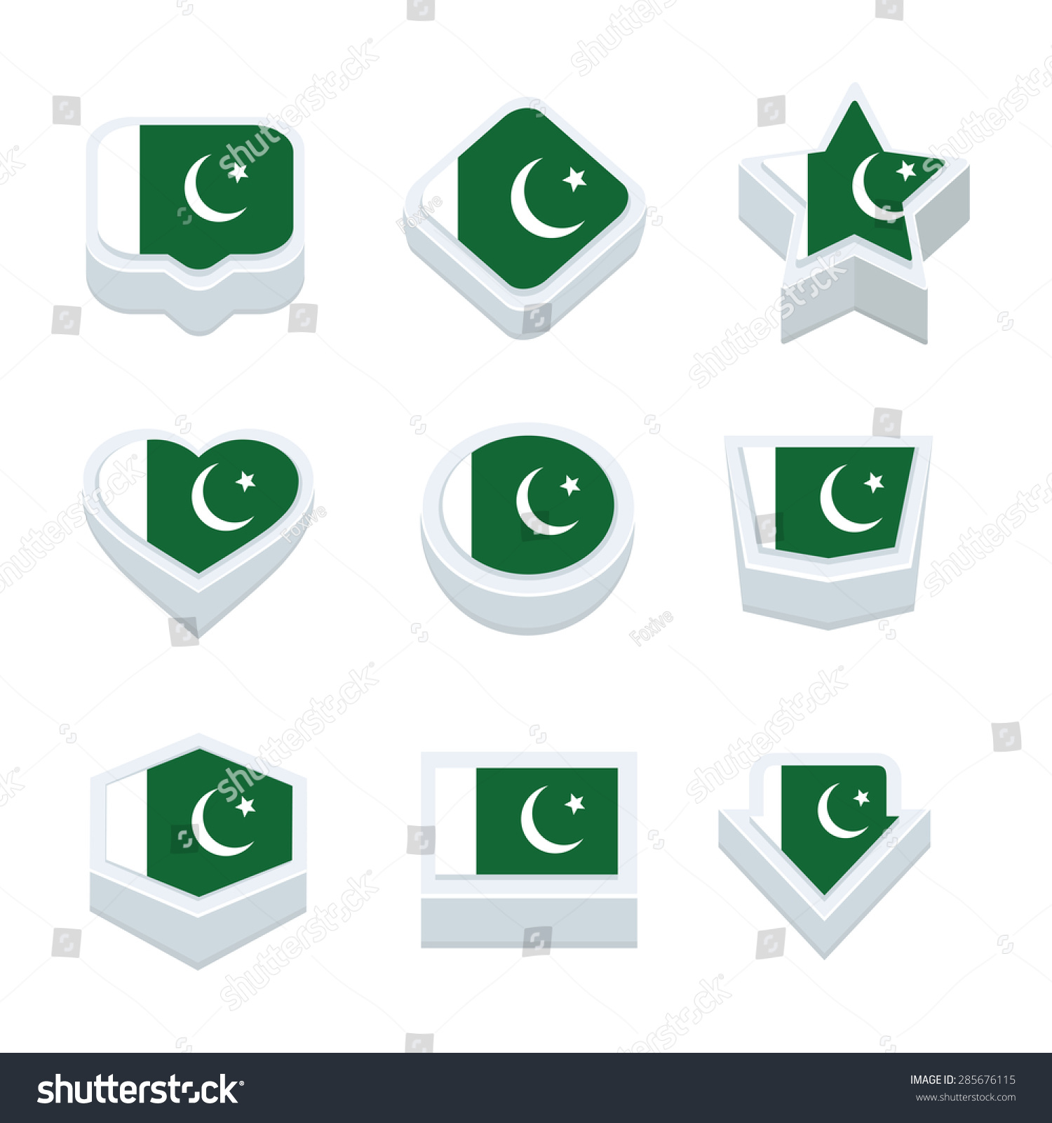 Pakistan Flags Icons And Button Set Nine Styles Royalty Free Stock