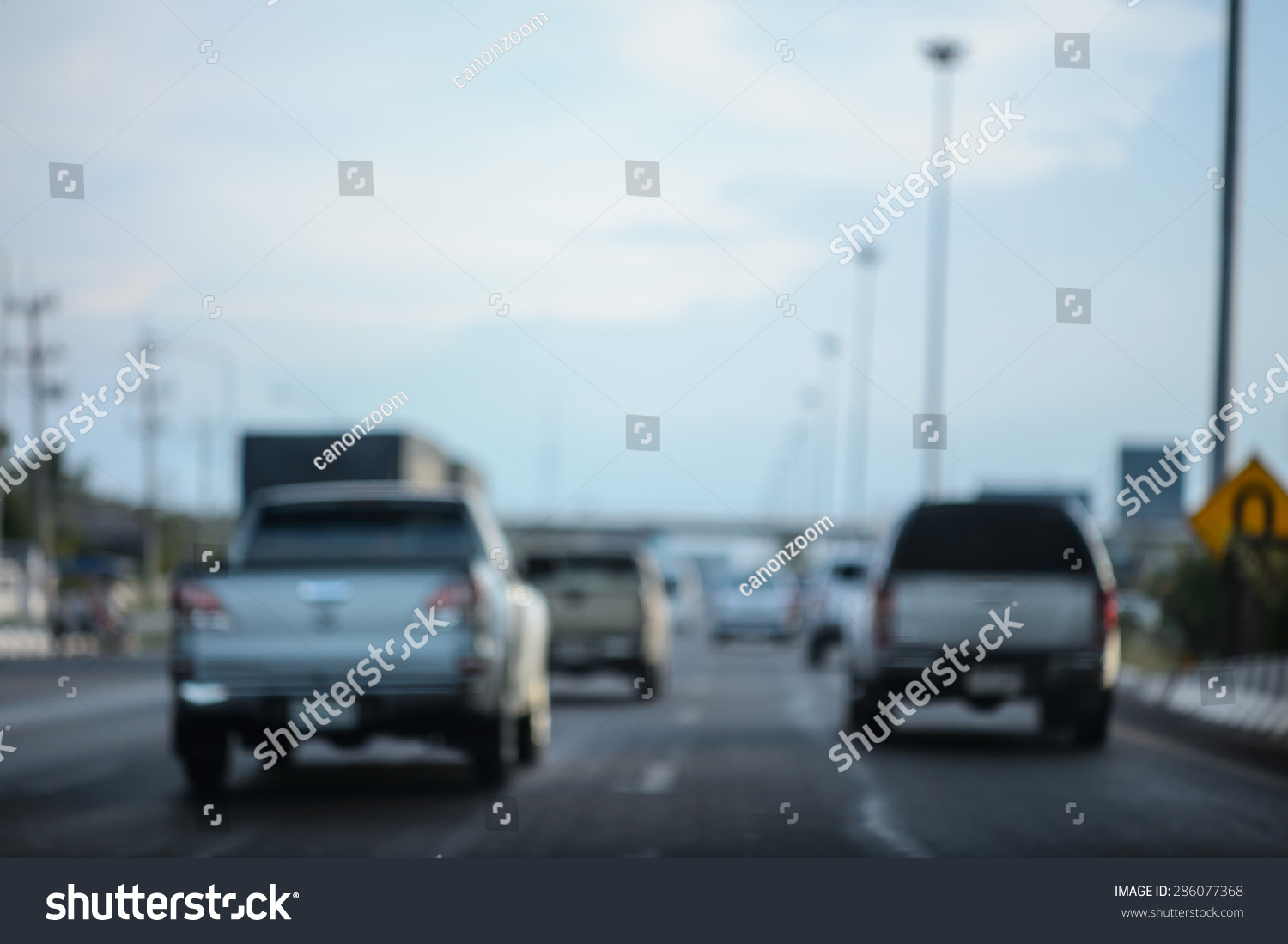Abstract urban background with blurred traffic on street #286077368