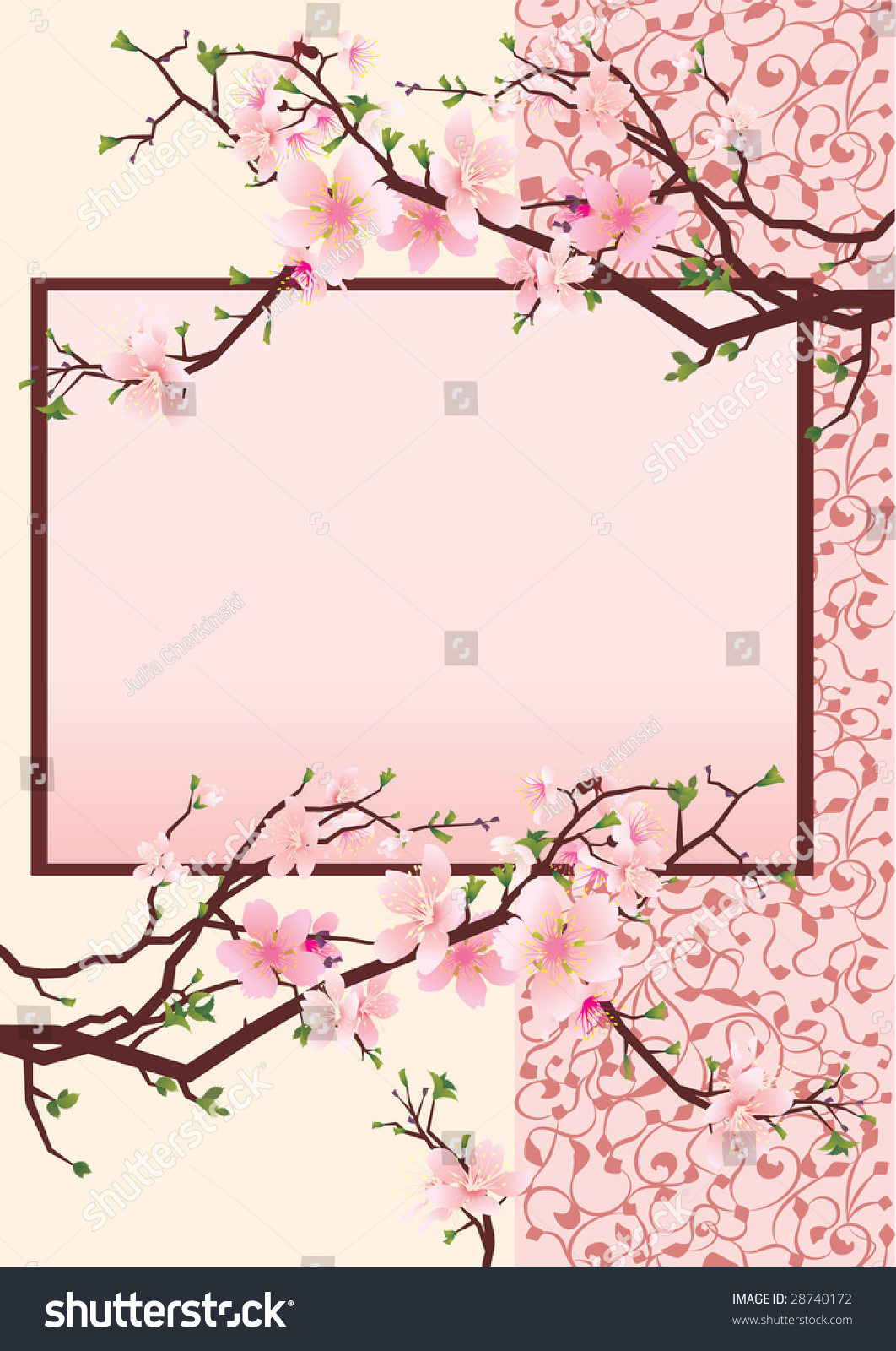 Pink Japan Cherry Blossom Frame On Stock Photo 28740172 Avopix Com