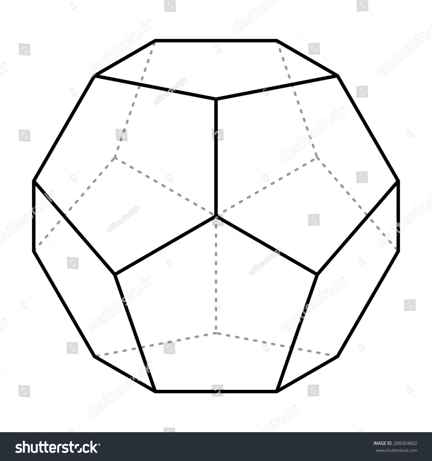 royalty free dodecahedron line drawing vector 288304802 stock