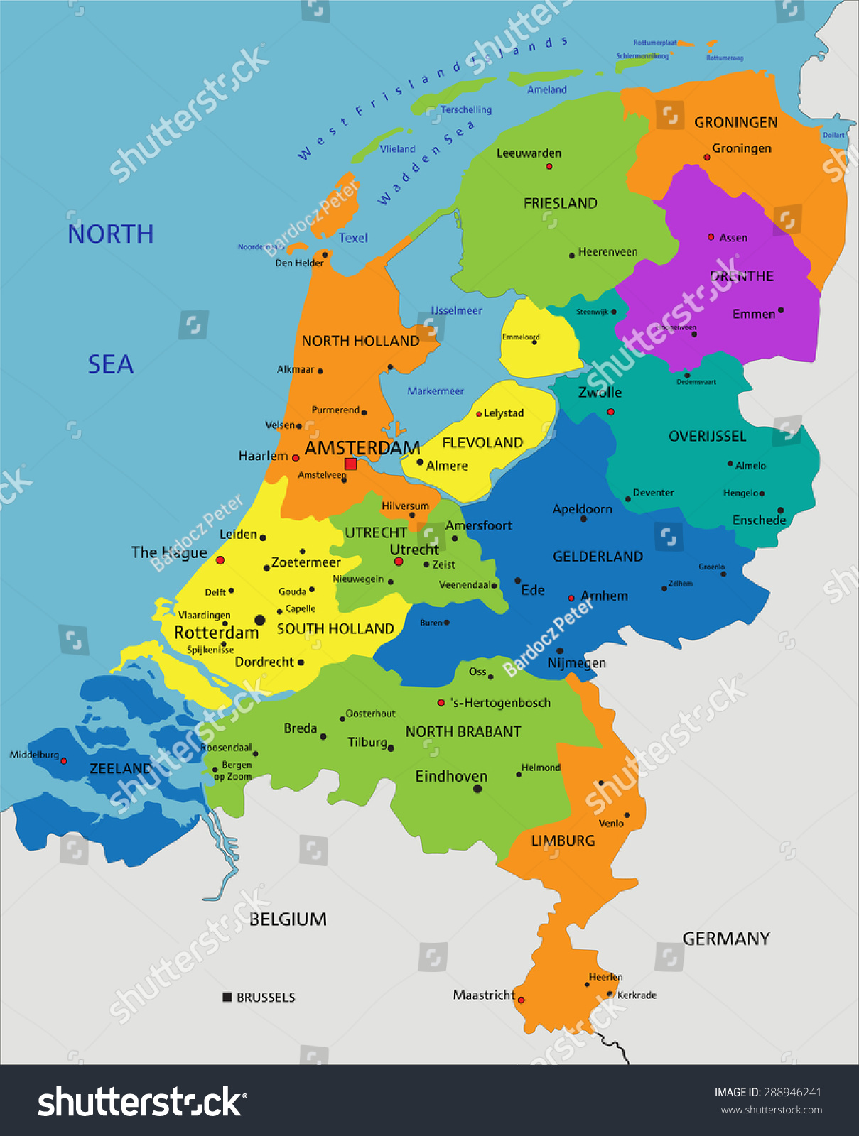 Colorful Netherlands political map with clearly - Royalty Free Stock ...