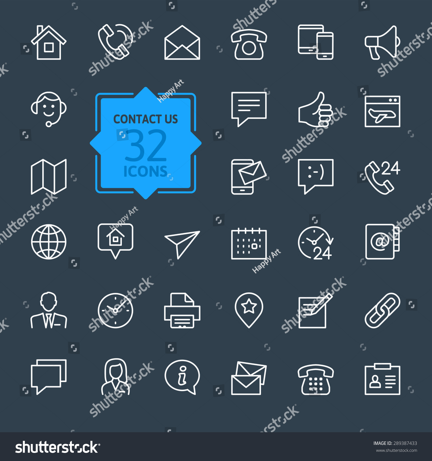 Outline web icons set - Contact us #289387433