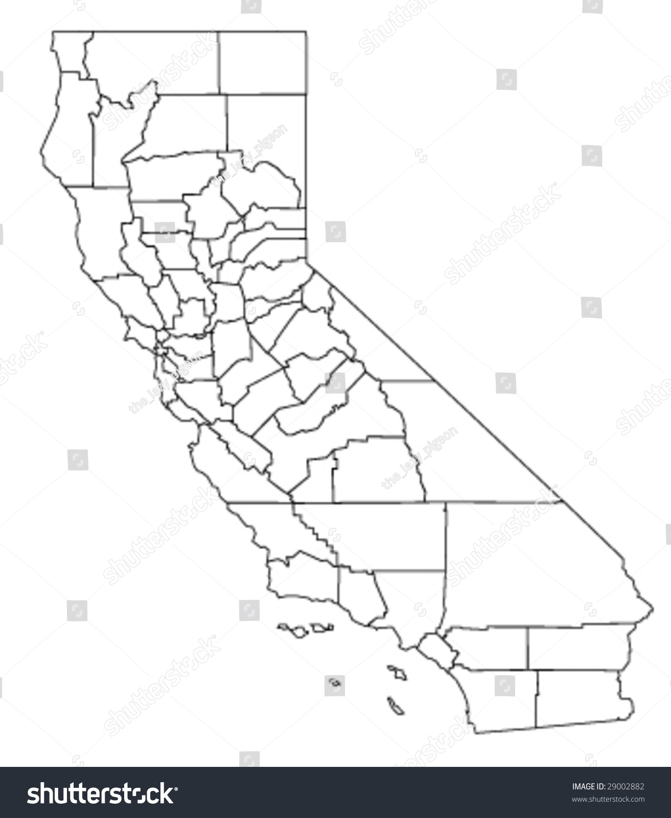 detailed vector map of california - Royalty Free Stock Vector 29002882 ...