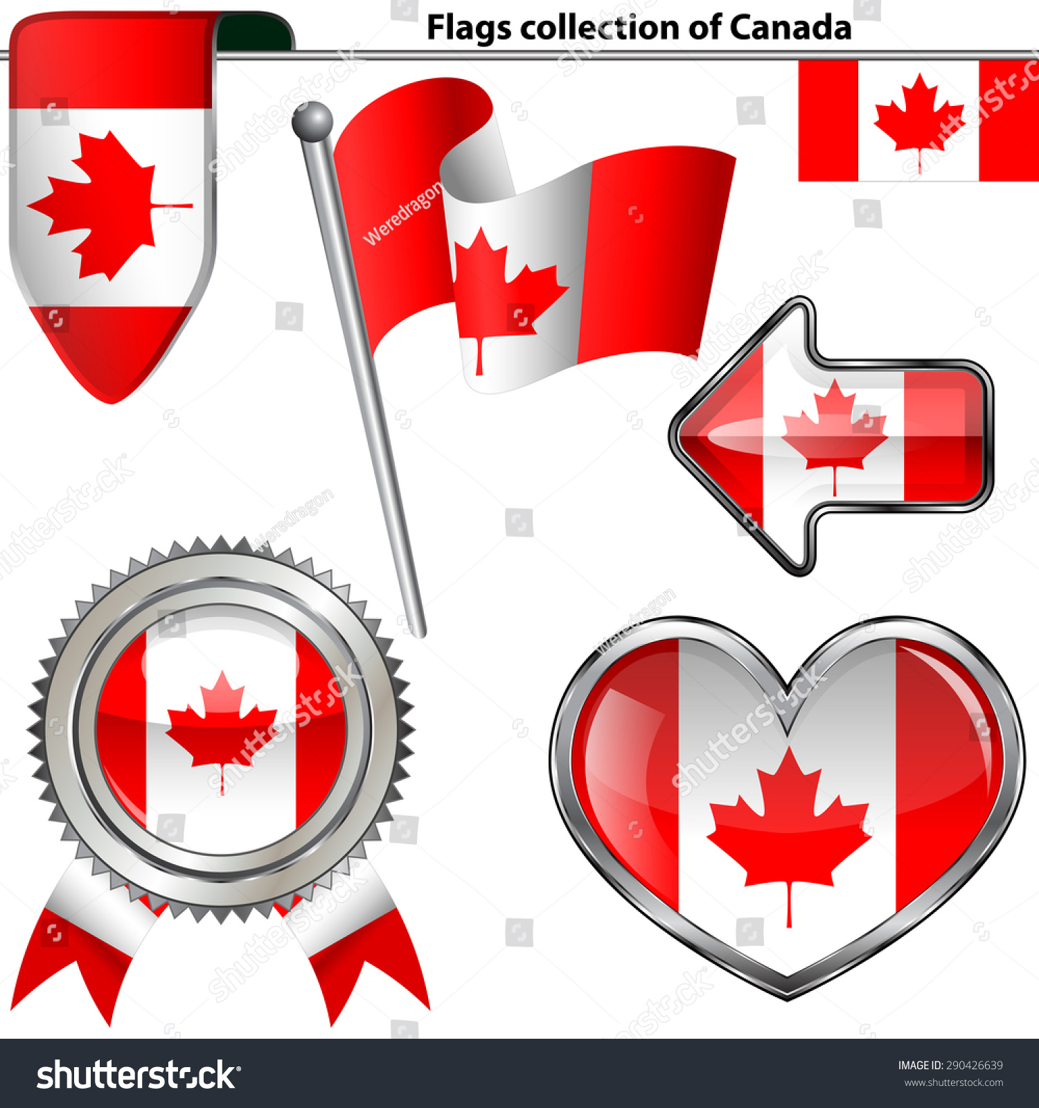 Vector Glossy Icons Of Flag Of Canada On White Royalty Free Stock