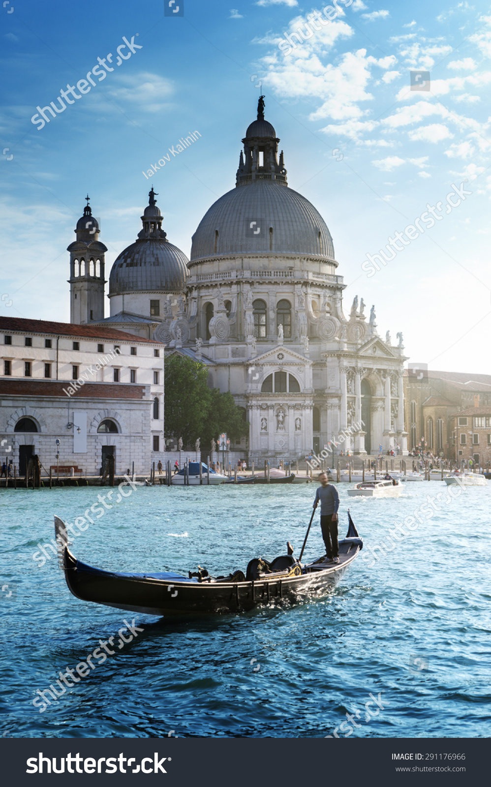 Gondola and Basilica Santa Maria della Salute, Venice, Italy #291176966